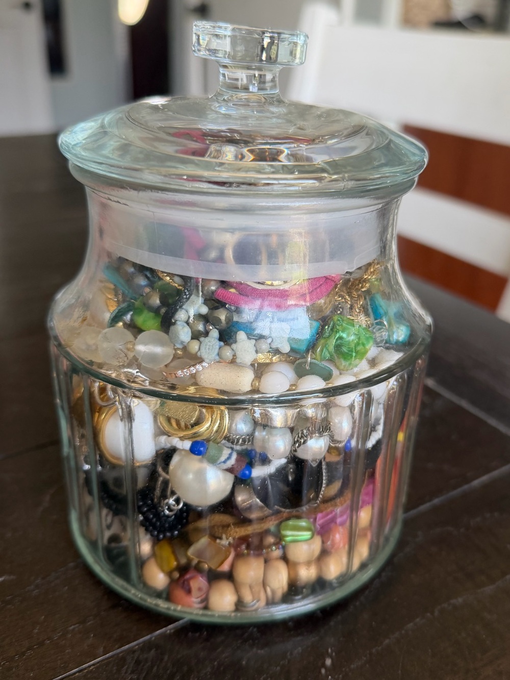 Mystery jewelry jar 60+ items vintage costume ring bracelet necklace shell pearl